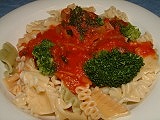 Pasta with broccoli and tomato sauce