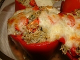 Bell peppers with alphabet noodle filling